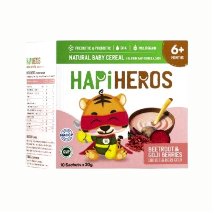 HapiHeros Natural Baby Cereal 200g - Beetroot & Goji Berries