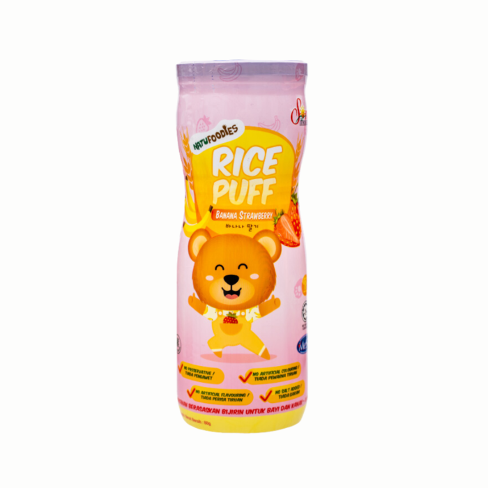 Natufoodies Rice Puff 60g - Banana Strawberry