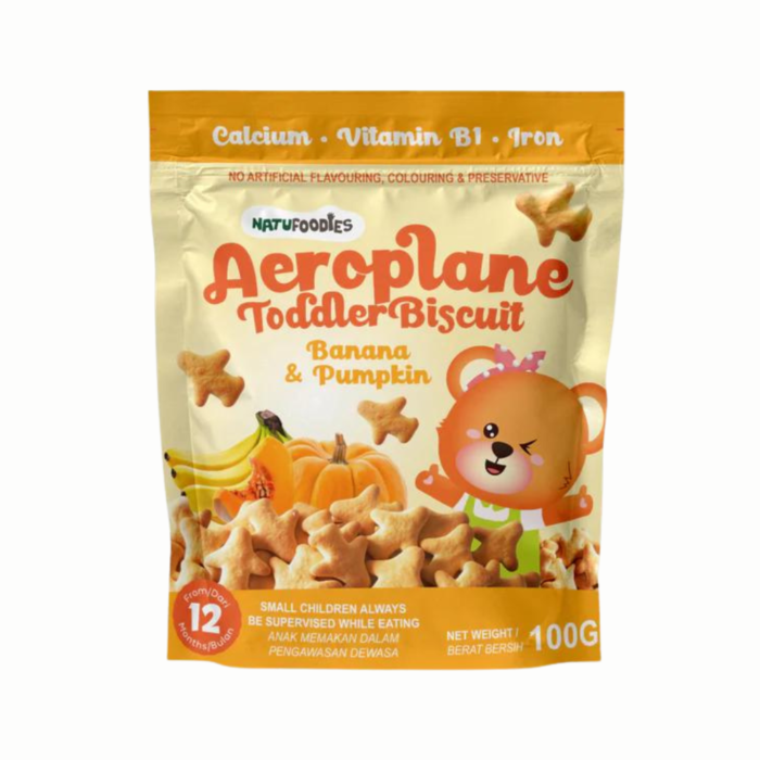 Natufoodies Aeroplane Toddler Biscuit 100g -  Banana & Pumpkin