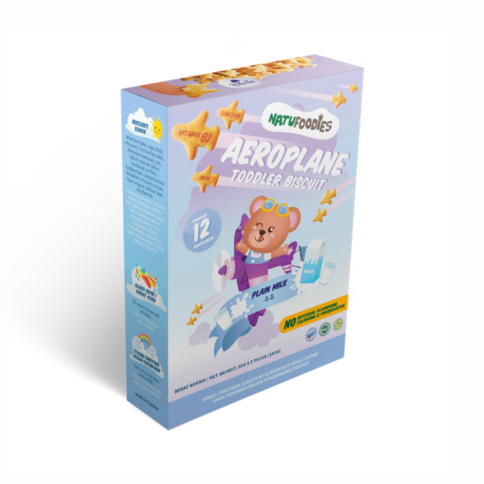 Natufoodies Aeroplane Toddler Biscuit 150g -  Plain Milk