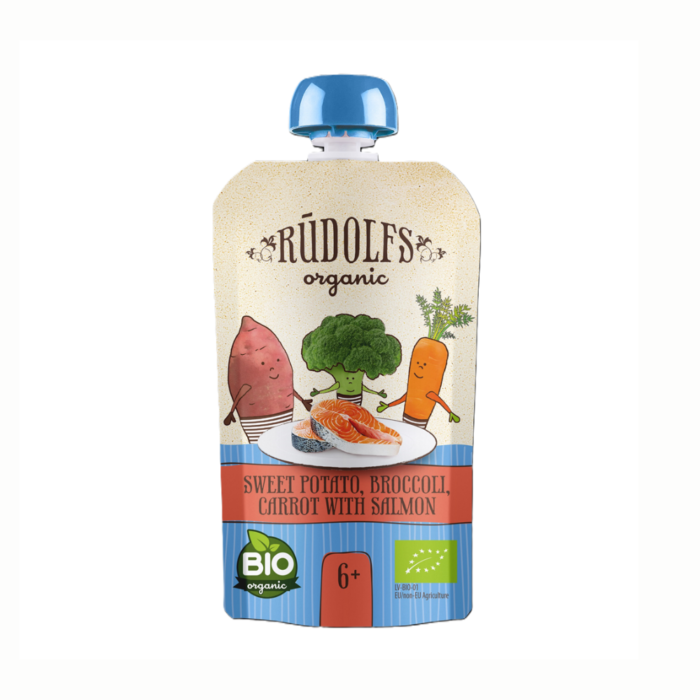 RUDOLFS ORGANIC 110g - SWEET POTATO, BROCCOLI, CARROT WITH SALMON