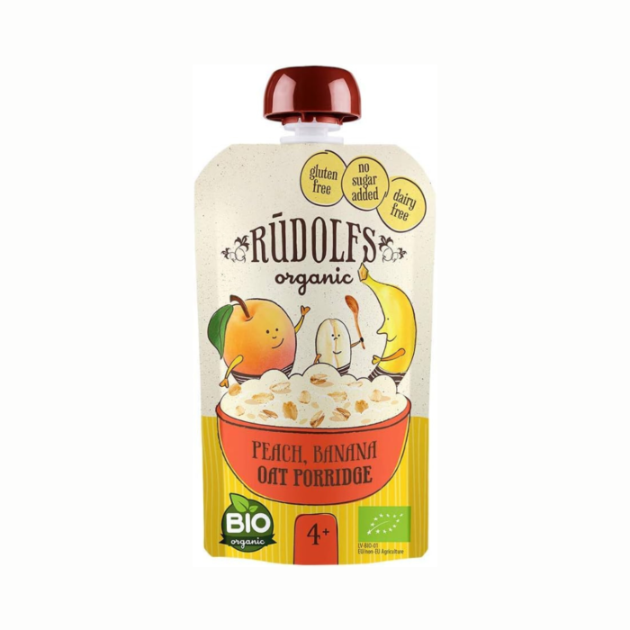 RUDOLFS ORGANIC 110g - PEACH, BANANA OAT PORRIDGE