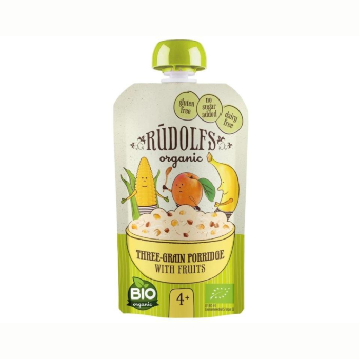 RUDOLFS ORGANIC 110g - THREE-GRAIN PORRIDGE WITH FRUITS