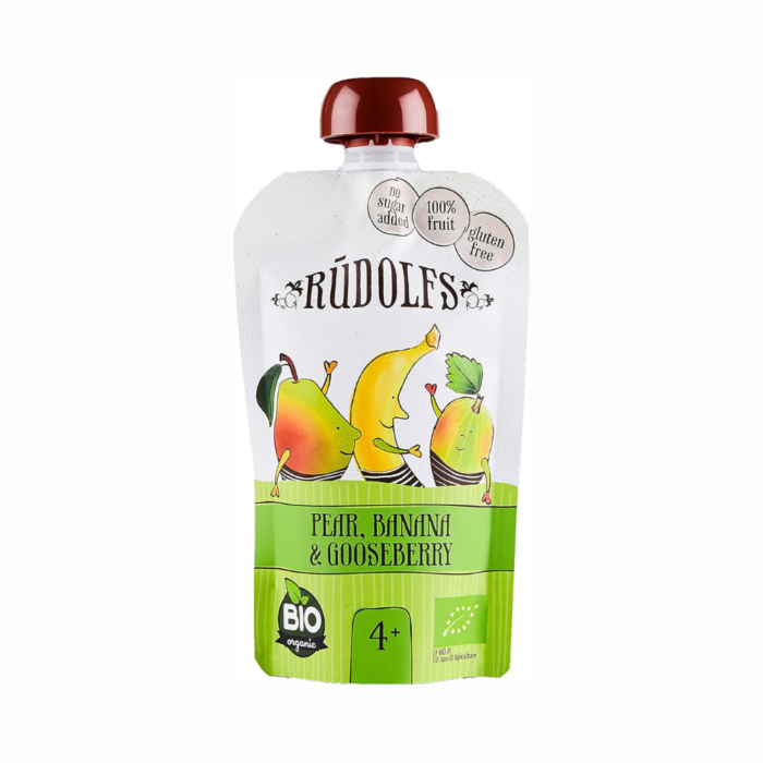 RUDOLFS ORGANIC 110g - PEAR, BANANA & GOOSEBERRY