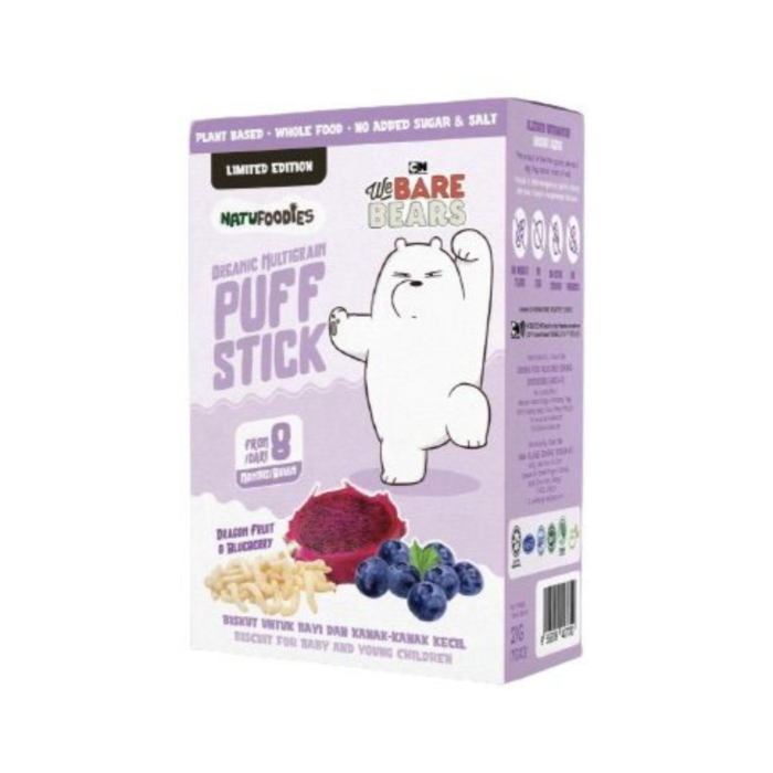 Natufoodies Organic Multigrain Puff Stick 21g - Dragonfruit & Blueberry