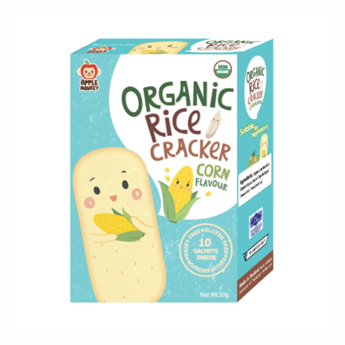 Apple Monkey Organic Rice Cracker 30g - Corn