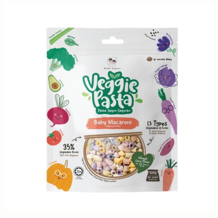 Double Happiness Veggie Pasta 100g - Baby Macaroni