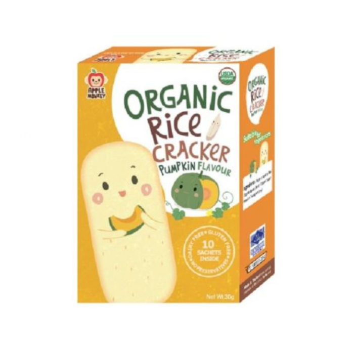 Apple Monkey Organic Rice Cracker 30g - Pumpkin